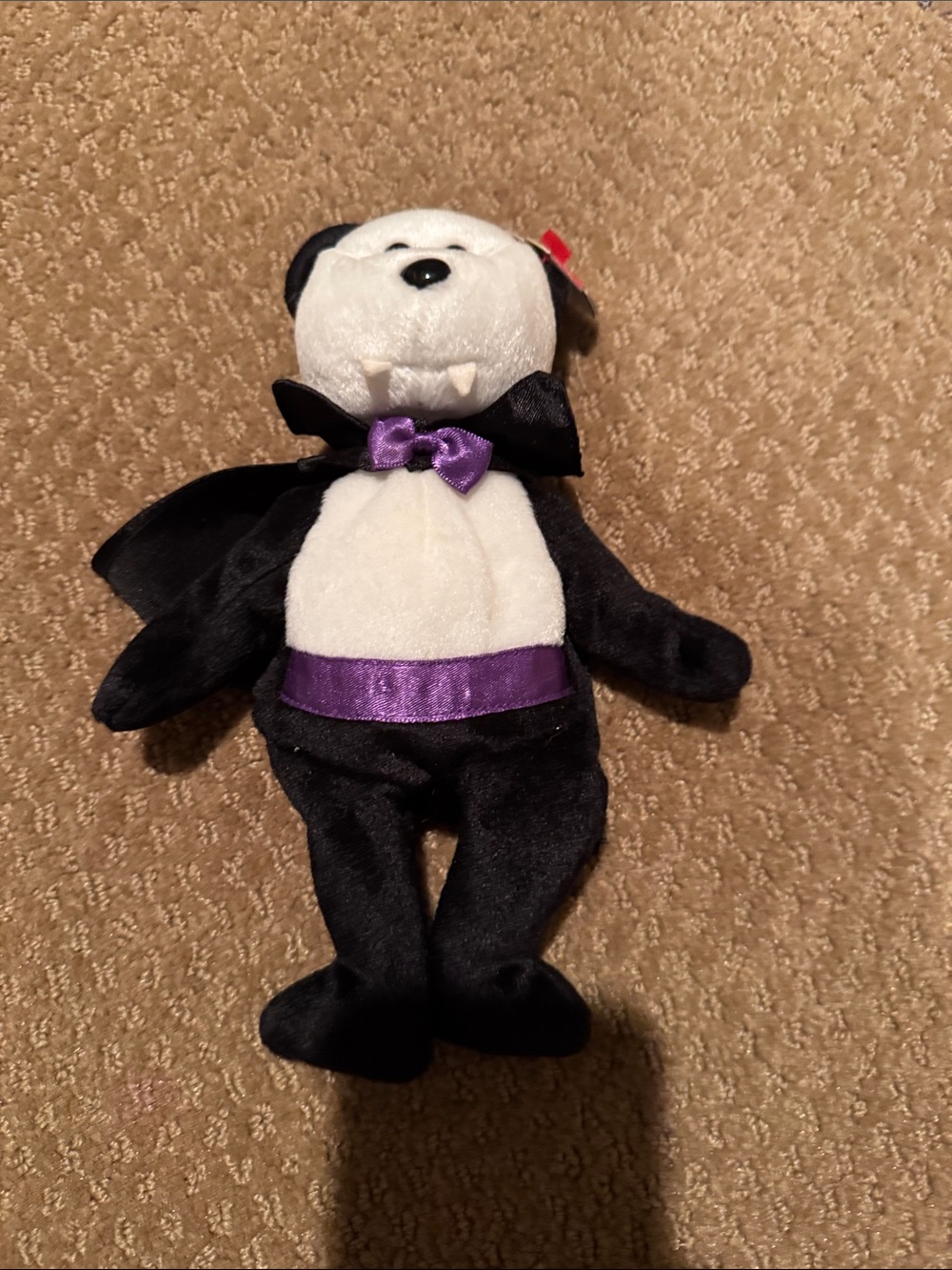 Ty Black & White Plush VampireToy The Count with Purple Bow
